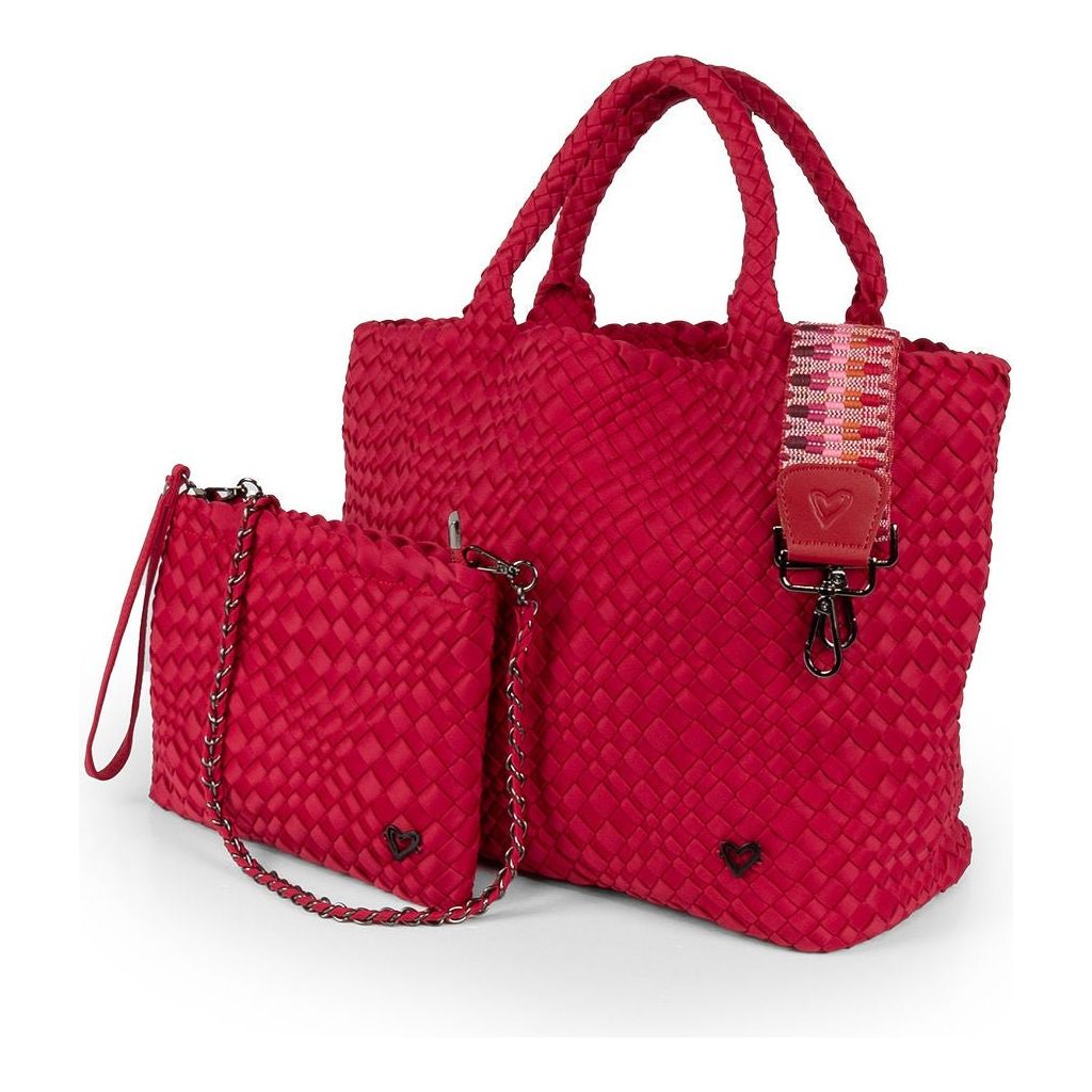 NEW: London Large Woven Tote - Cranberry Red preneLOVE®