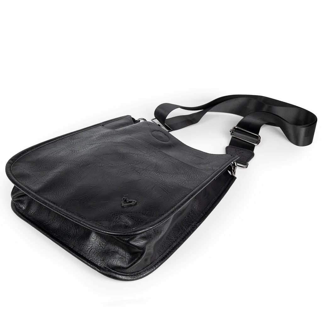 NEW: Oakville Vegan Leather Messenger - Black preneLOVE®