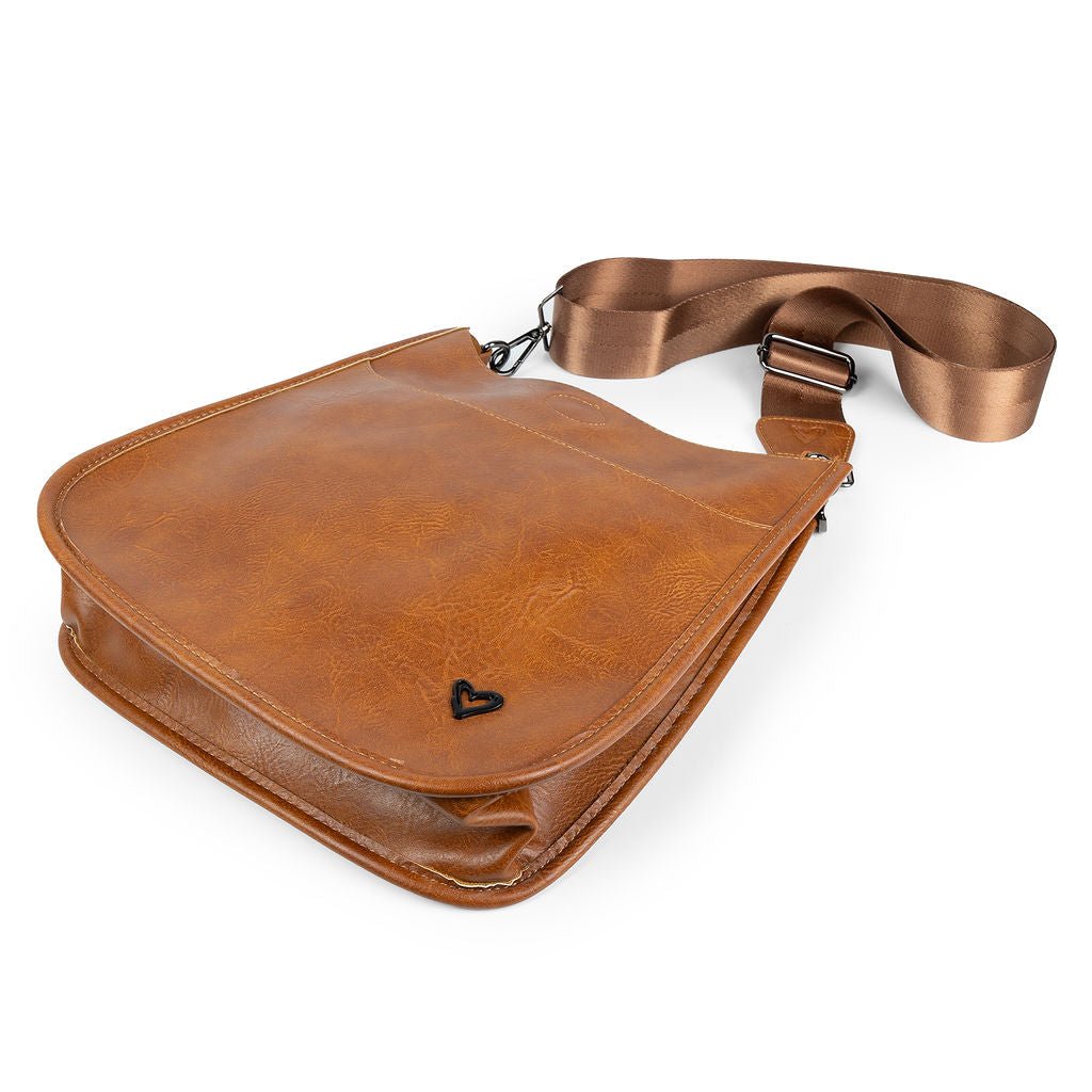 NEW: Oakville Vegan Leather Messenger - Brown preneLOVE®