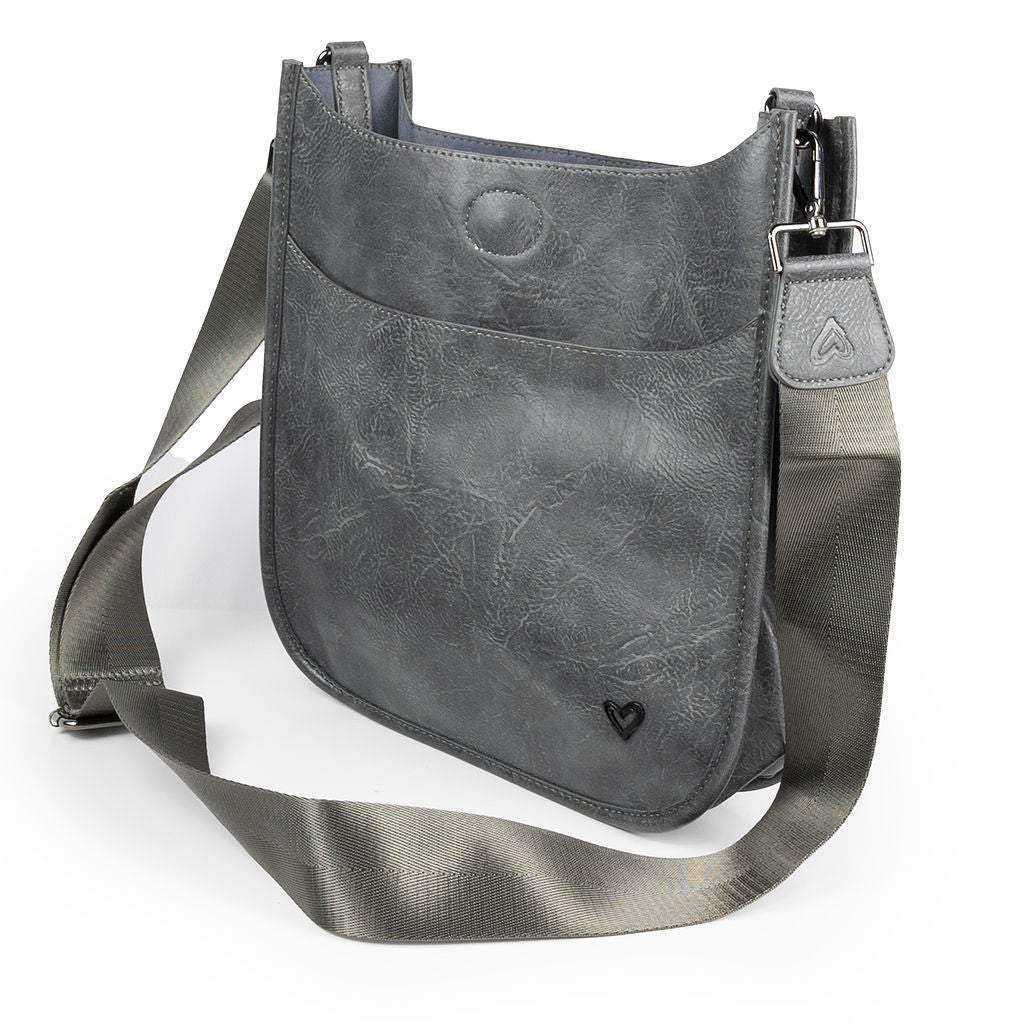 NEW: Oakville Vegan Leather Messenger - Grey preneLOVE®