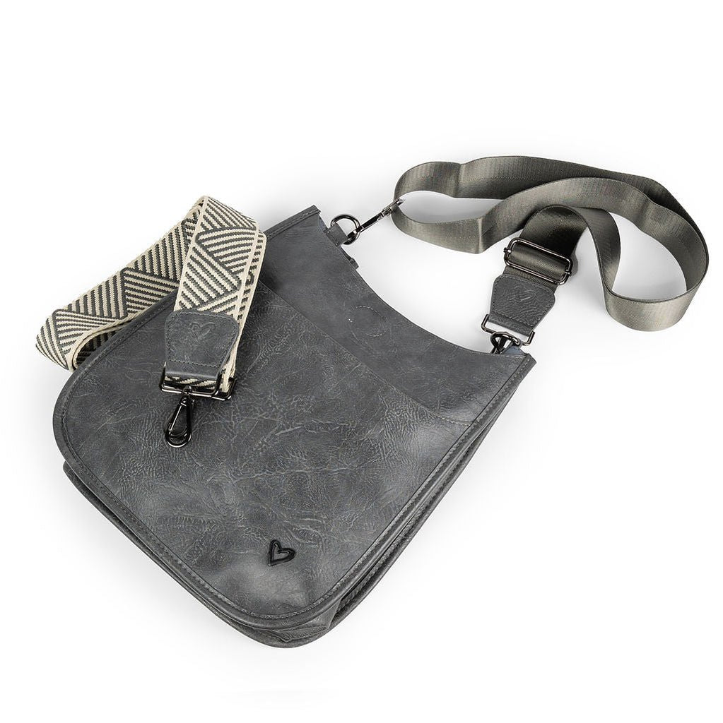 NEW: Oakville Vegan Leather Messenger - Grey preneLOVE®