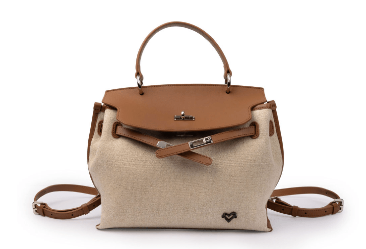NEW: Rosseau Genuine Leather & Linen Convertible Handbag/Backpack preneLOVE®