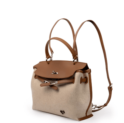 NEW: Rosseau Genuine Leather & Linen Convertible Handbag/Backpack preneLOVE®