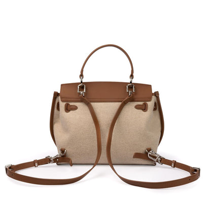 NEW: Rosseau Genuine Leather & Linen Convertible Handbag/Backpack preneLOVE®