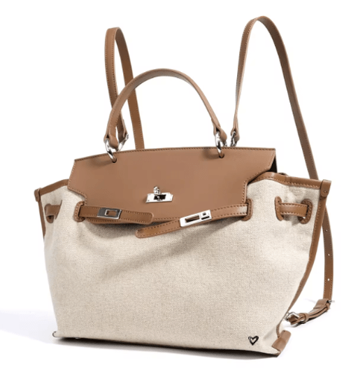 NEW: Rosseau Genuine Leather & Linen Convertible Handbag/Backpack preneLOVE®