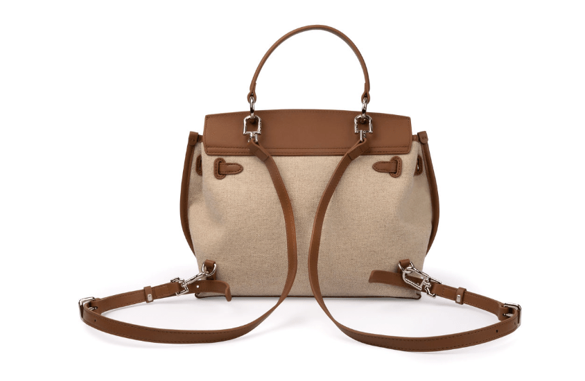 NEW: Rosseau Genuine Leather & Linen Convertible Handbag/Backpack preneLOVE®