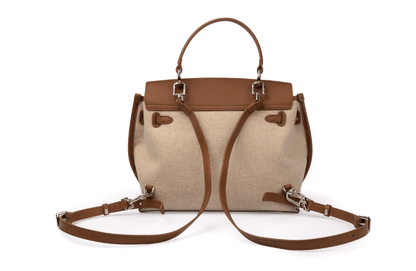 NEW: Rosseau Genuine Leather & Linen Convertible Handbag/Backpack preneLOVE®