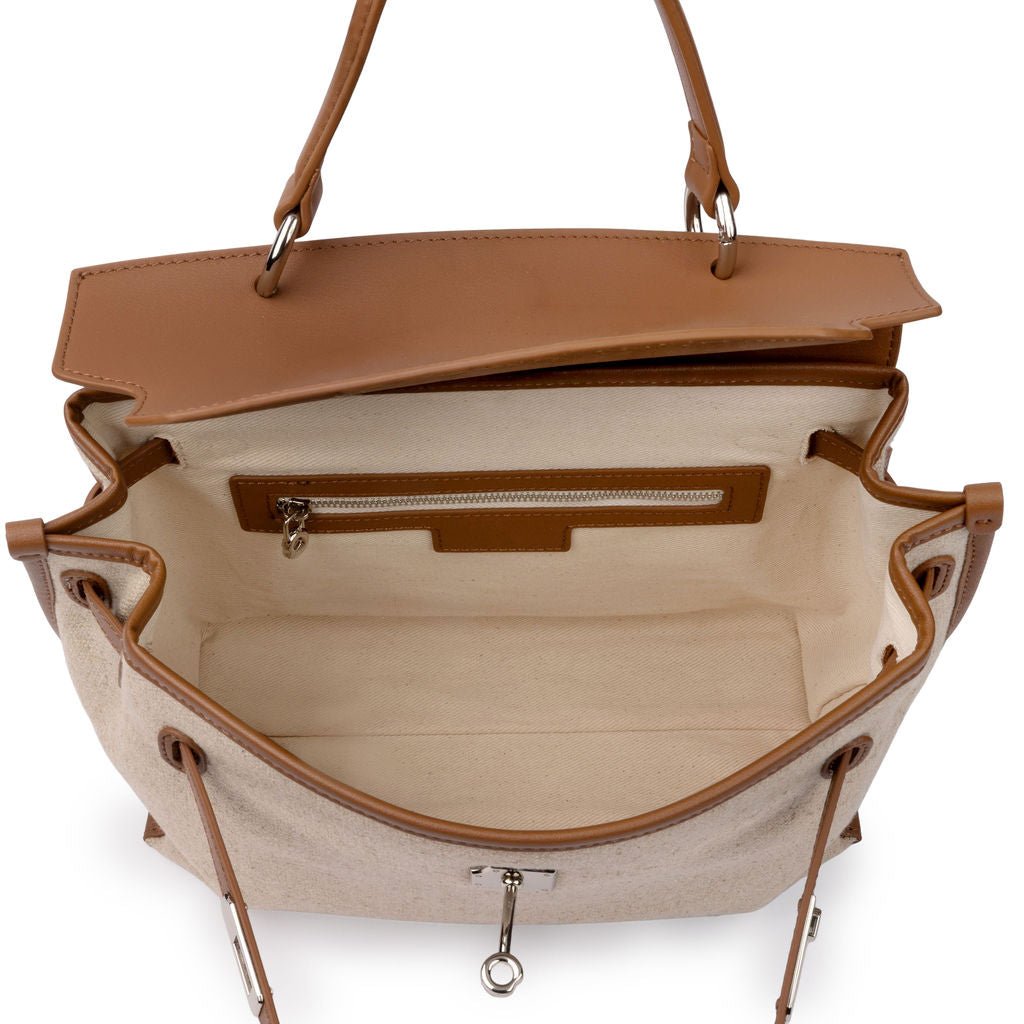 NEW: Rosseau Genuine Leather & Linen Convertible Handbag/Backpack preneLOVE®