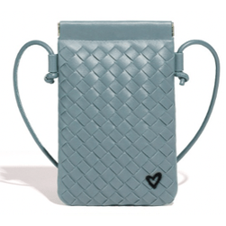 NEW: Sherwood Woven Vegan Leather Phone crossbody - Juniper Blue preneLOVE®