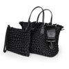 NEW: Taunton Small Woven Tote (Fringed Top) - Black preneLOVE®