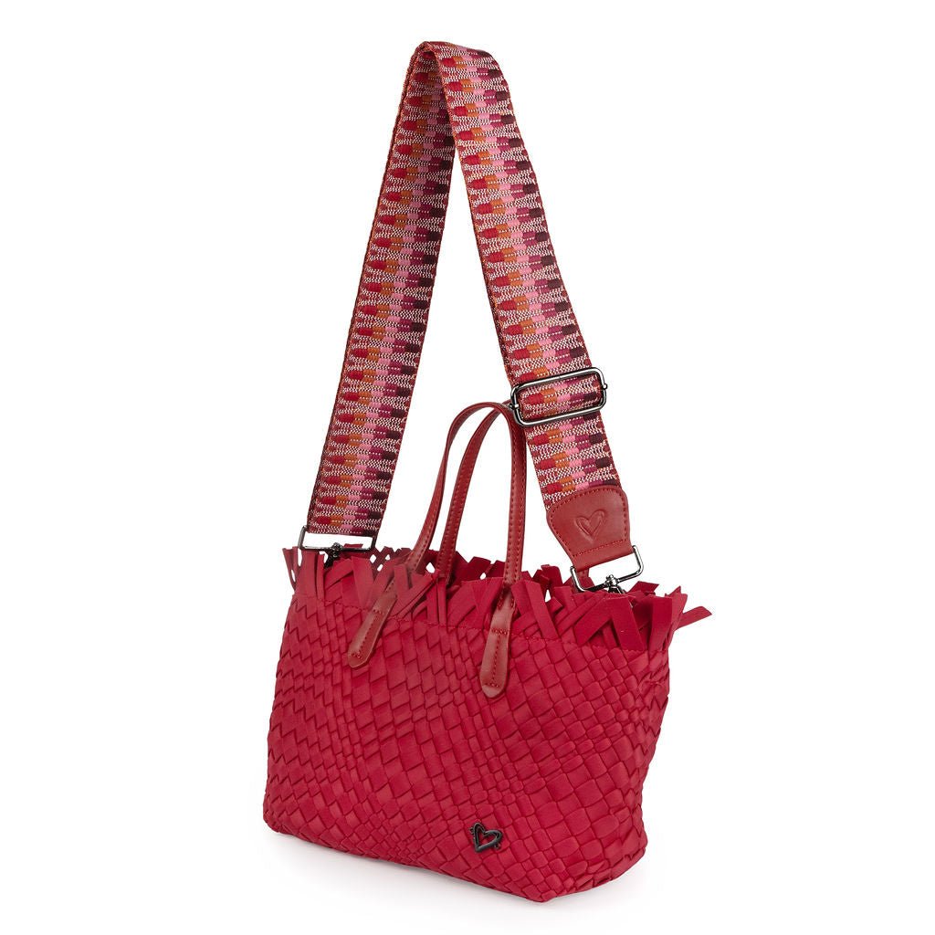 NEW: Taunton Small Woven Tote (Fringed Top) - Cranberry Red preneLOVE®