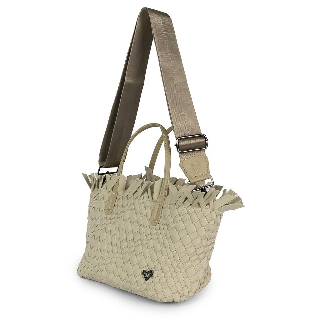 NEW: Taunton Small Woven Tote (Fringed Top) - Khaki preneLOVE®