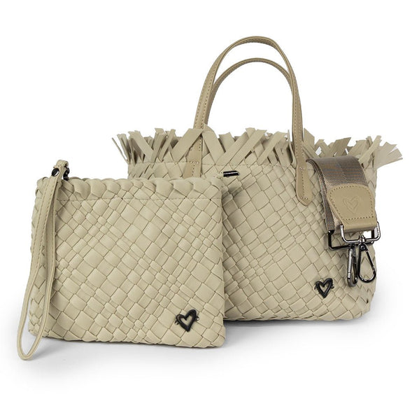 NEW: Taunton Small Woven Tote (Fringed Top) - Khaki preneLOVE®