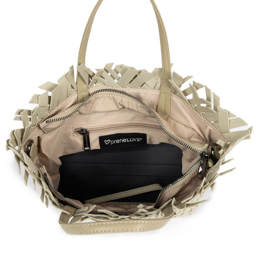 NEW: Taunton Small Woven Tote (Fringed Top) - Khaki preneLOVE®