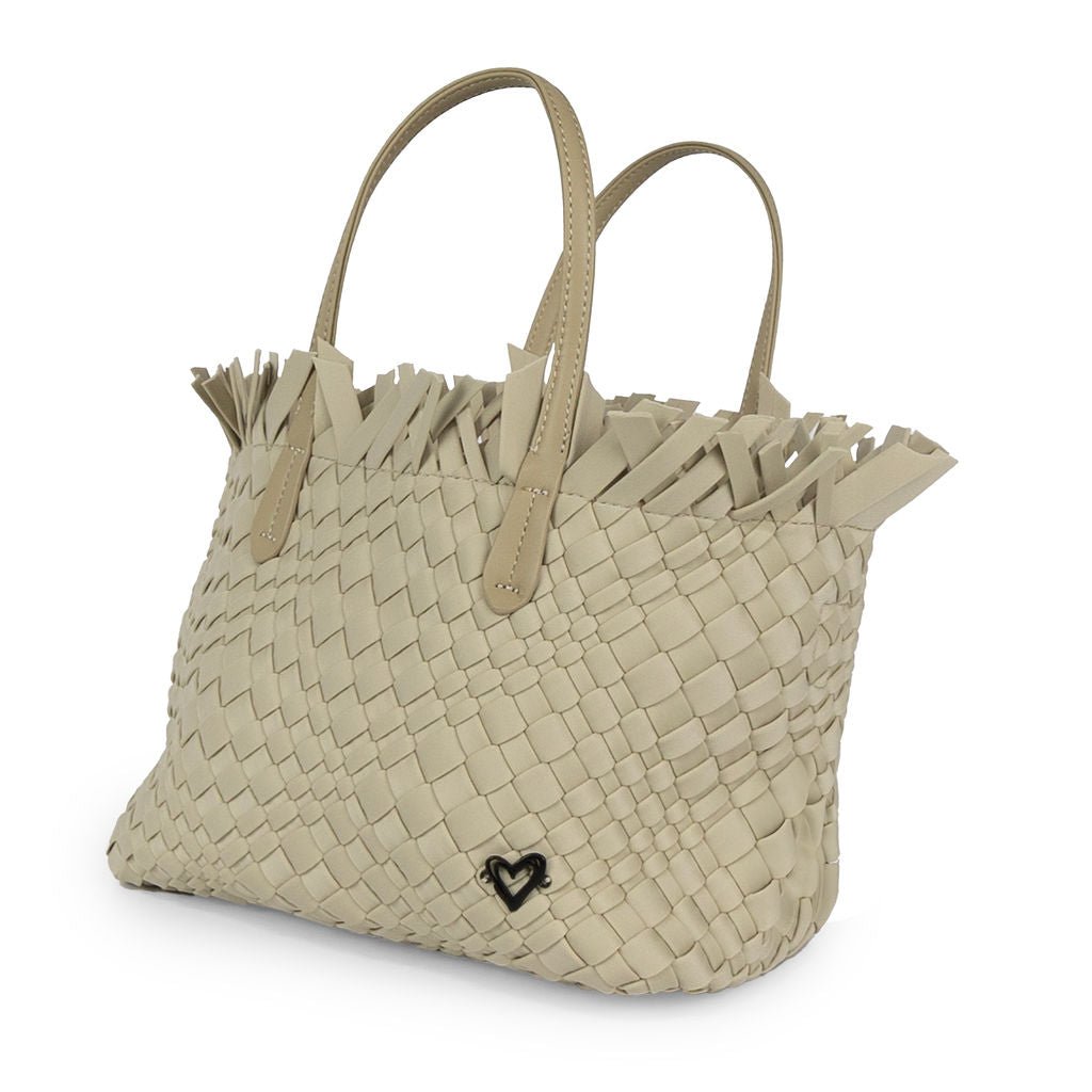 NEW: Taunton Small Woven Tote (Fringed Top) - Khaki preneLOVE®