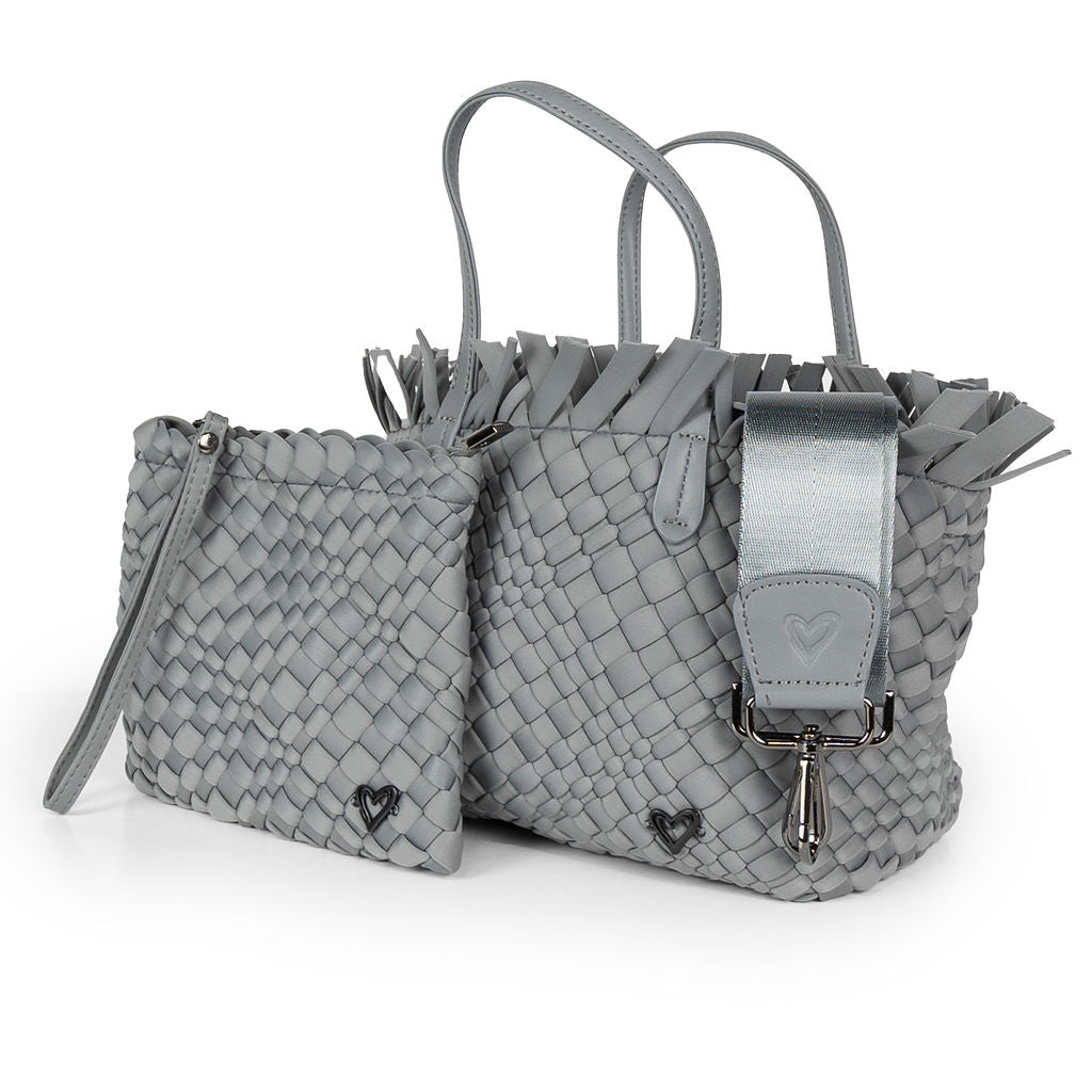 NEW: Taunton Small Woven Tote (Fringed Top) - Slate preneLOVE®