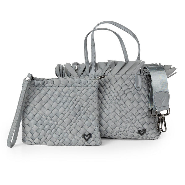 NEW: Taunton Small Woven Tote (Fringed Top) - Slate preneLOVE®