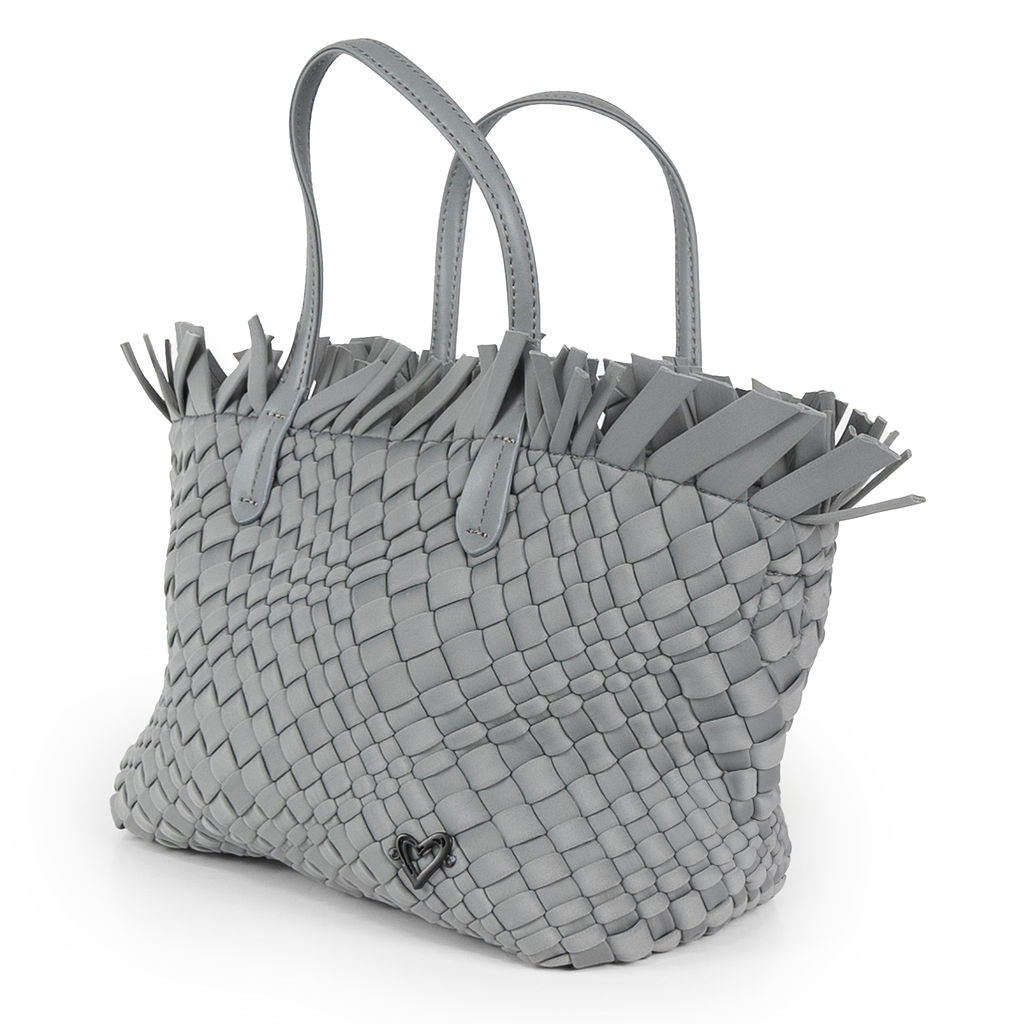 NEW: Taunton Small Woven Tote (Fringed Top) - Slate preneLOVE®