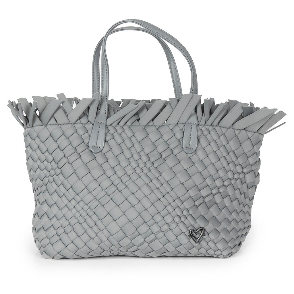 NEW: Taunton Small Woven Tote (Fringed Top) - Slate preneLOVE®