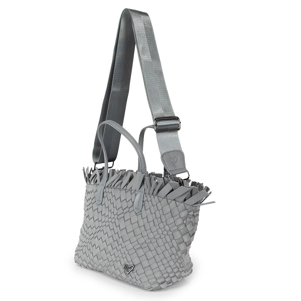 NEW: Taunton Small Woven Tote (Fringed Top) - Slate preneLOVE®