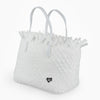 NEW: Taunton Small Woven Tote (Fringed Top) - White preneLOVE®