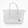 NEW: Taunton Small Woven Tote (Fringed Top) - White preneLOVE®