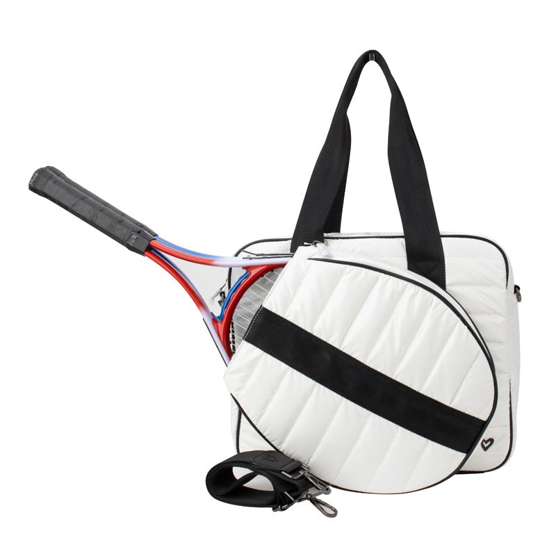 NEW: Tennis Sport Bag - White & Black (now holds 2 racquets) preneLOVE®