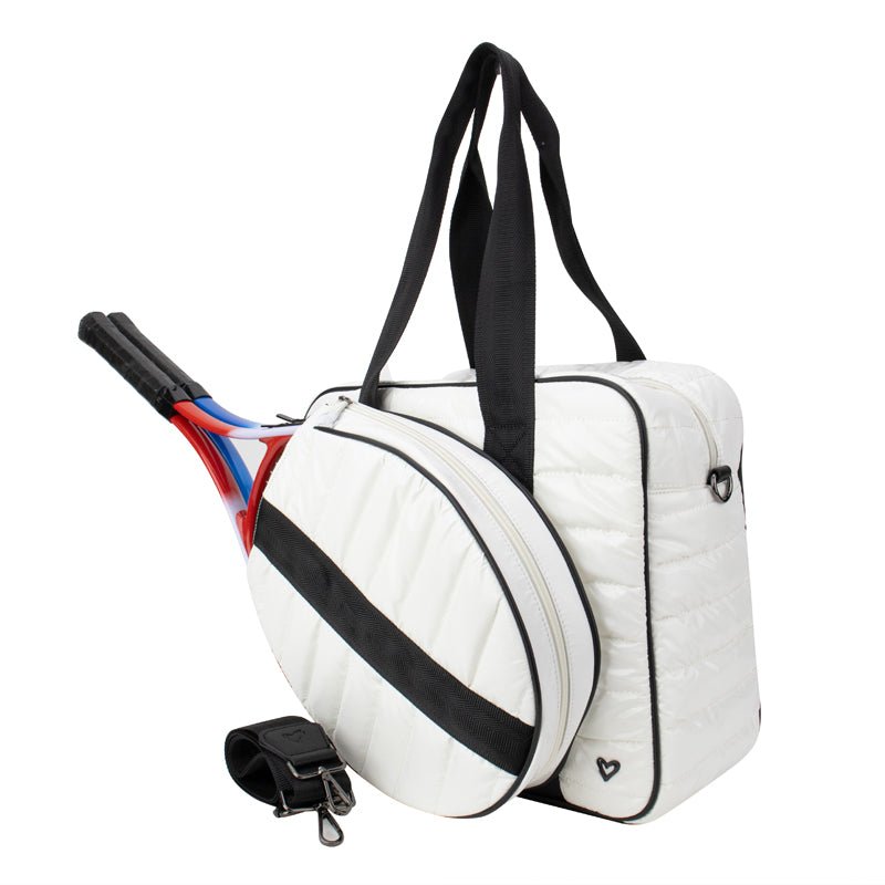 NEW: Tennis Sport Bag - White & Black (now holds 2 racquets) preneLOVE®