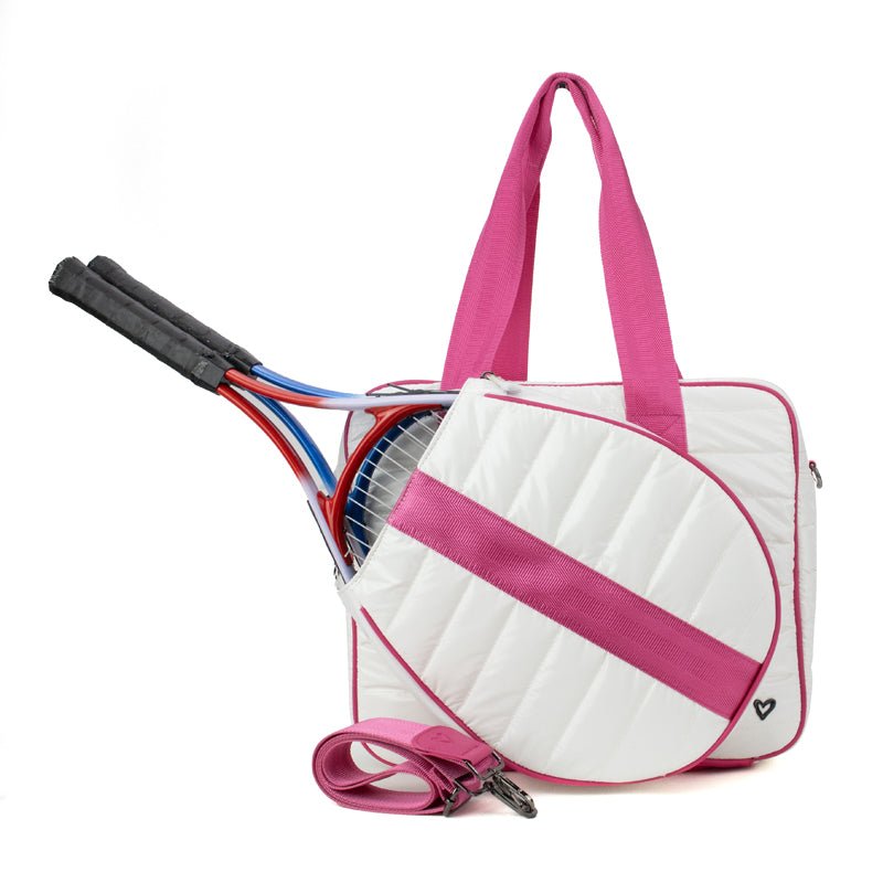 NEW: Tennis Sport Bag - White & Pink (now holds 2 racquets) preneLOVE®