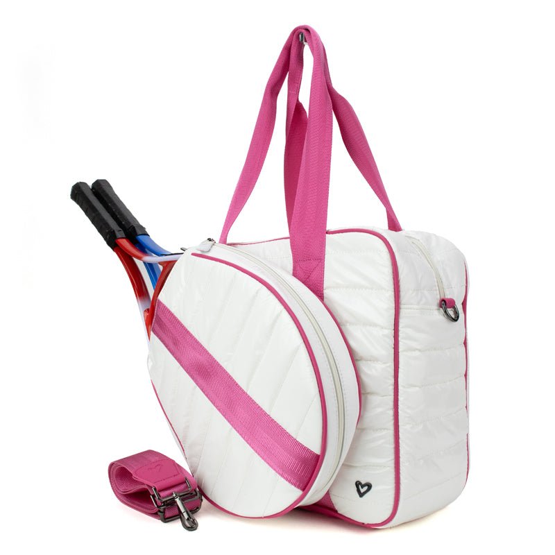 NEW: Tennis Sport Bag - White & Pink (now holds 2 racquets) preneLOVE®