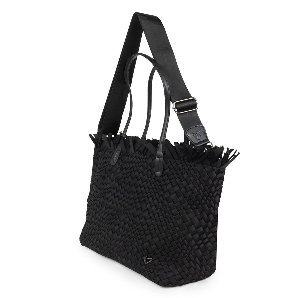 NEW Vulcan Woven Large Tote (Fringed Top) - Black preneLOVE®