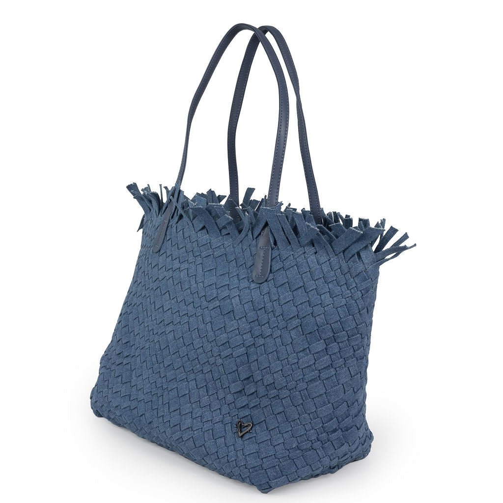 NEW Vulcan Woven Large Tote (Fringed Top) - Denim preneLOVE®