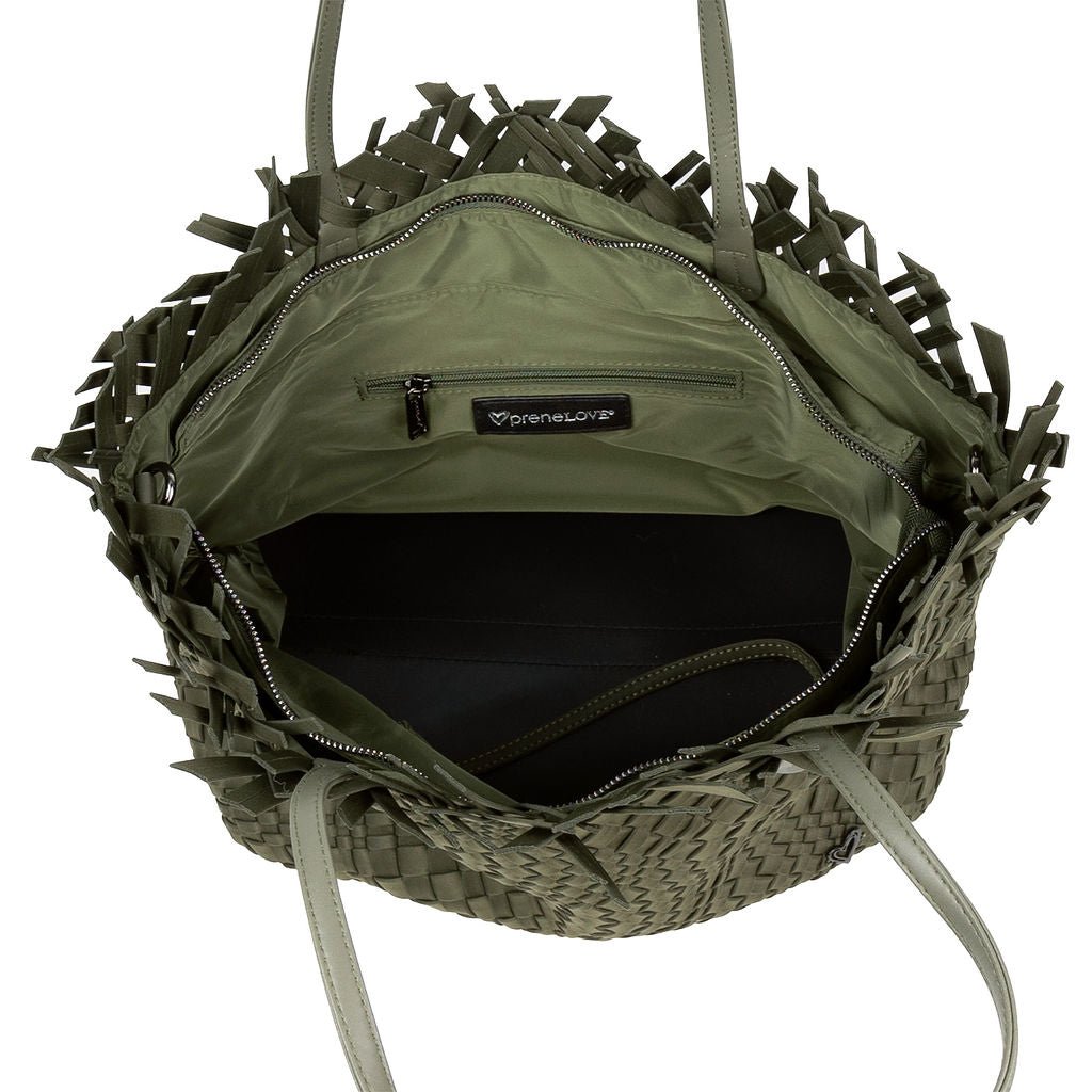 NEW Vulcan Woven Large Tote (Fringed Top) - Olive preneLOVE®