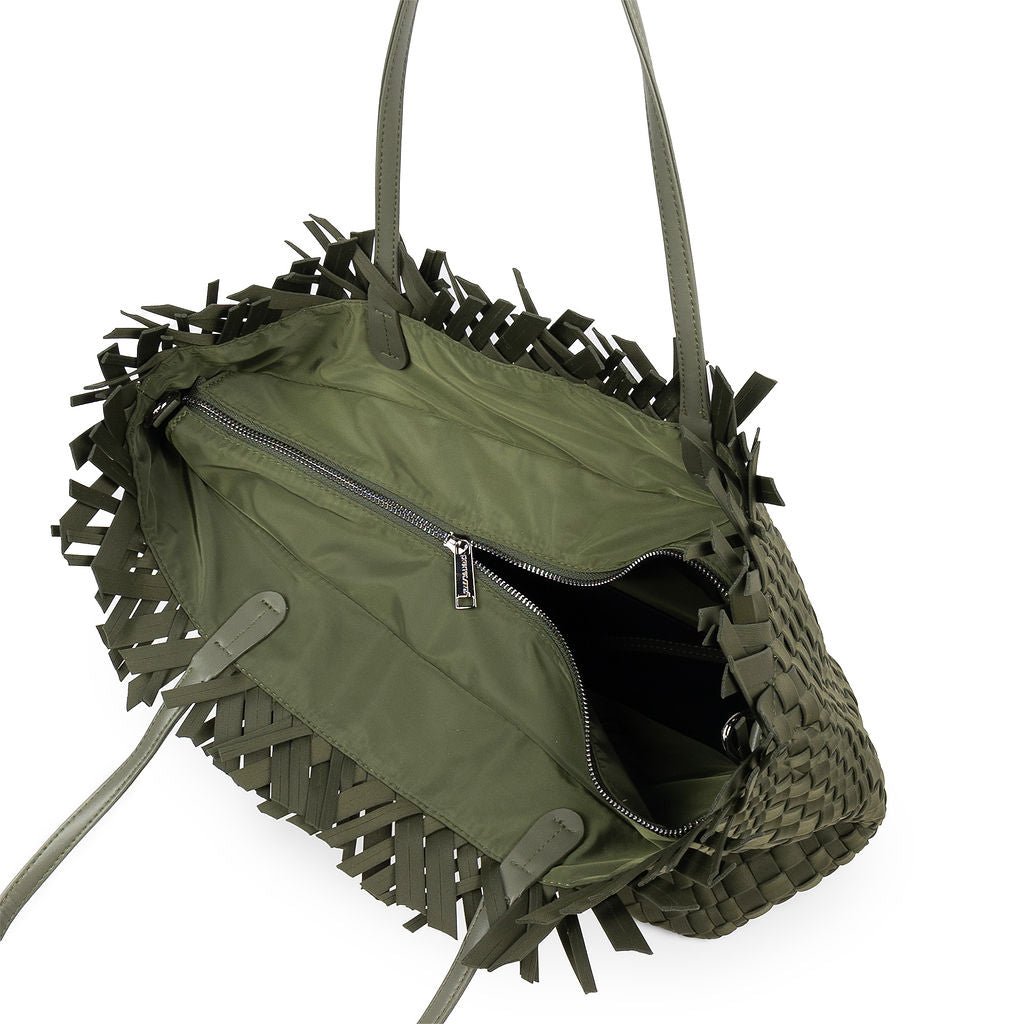 NEW Vulcan Woven Large Tote (Fringed Top) - Olive preneLOVE®