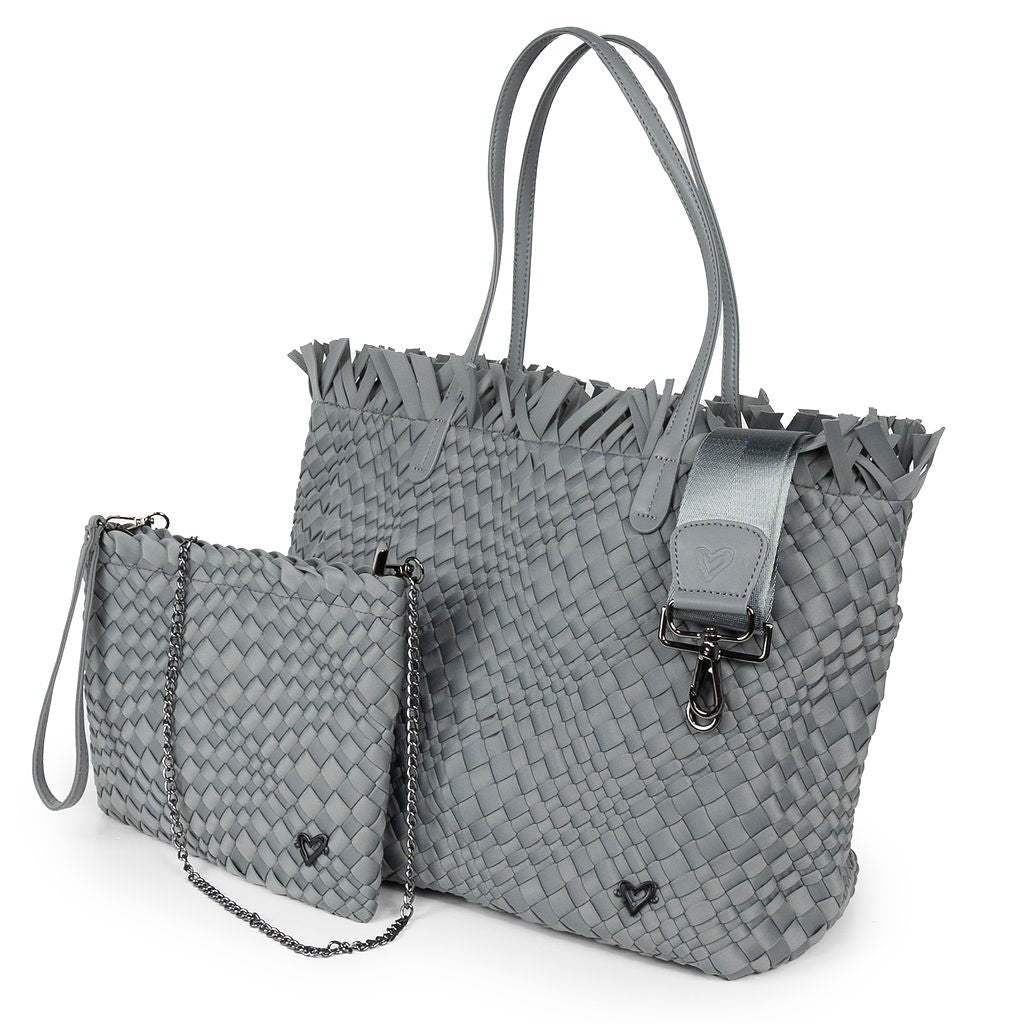 NEW: Vulcan Woven Large Tote (Fringed Top) - Slate preneLOVE®