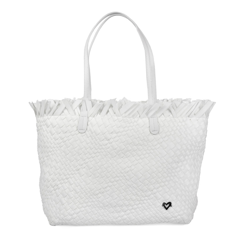 NEW Vulcan Woven Large Tote (Fringed Top) - White preneLOVE®