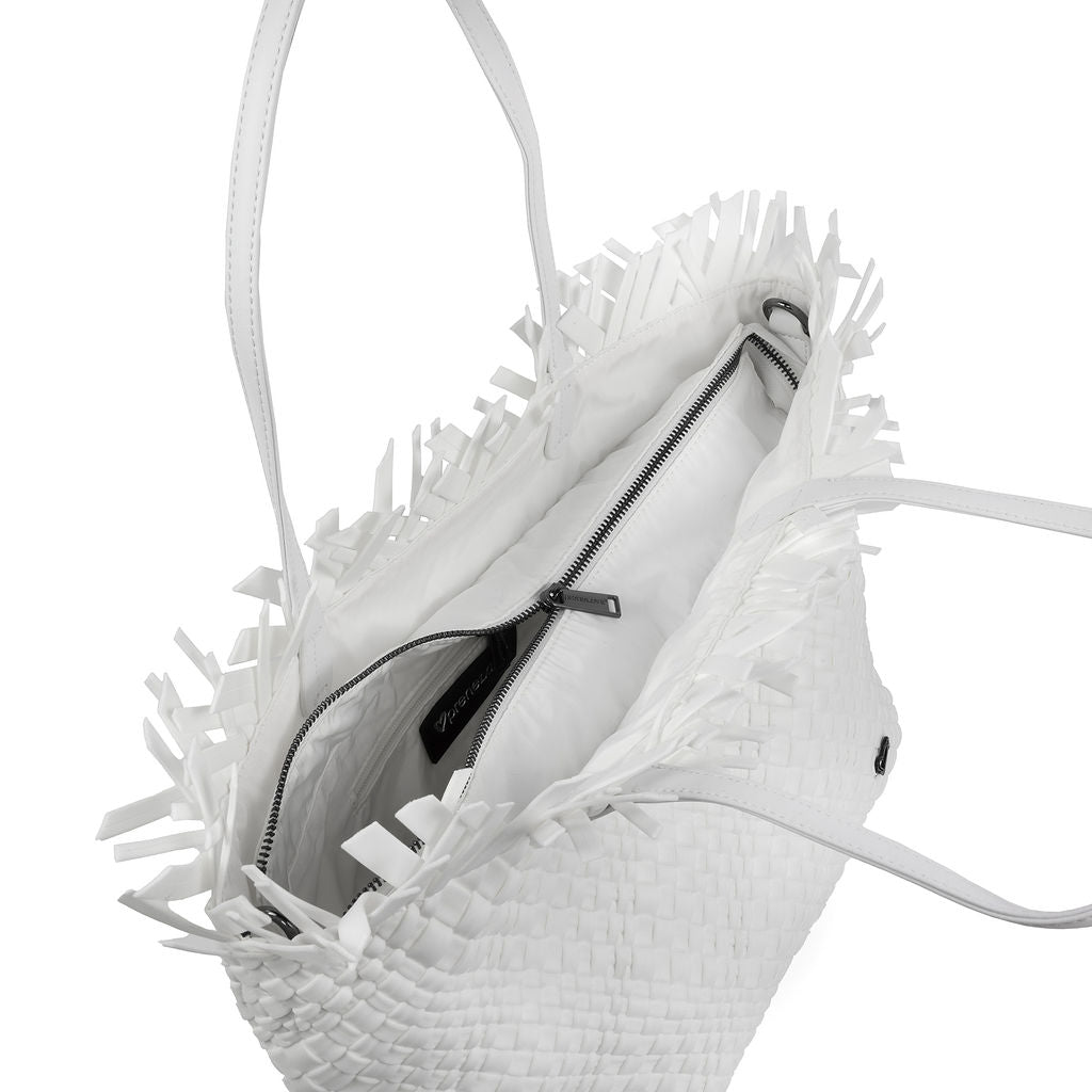 NEW Vulcan Woven Large Tote (Fringed Top) - White preneLOVE®