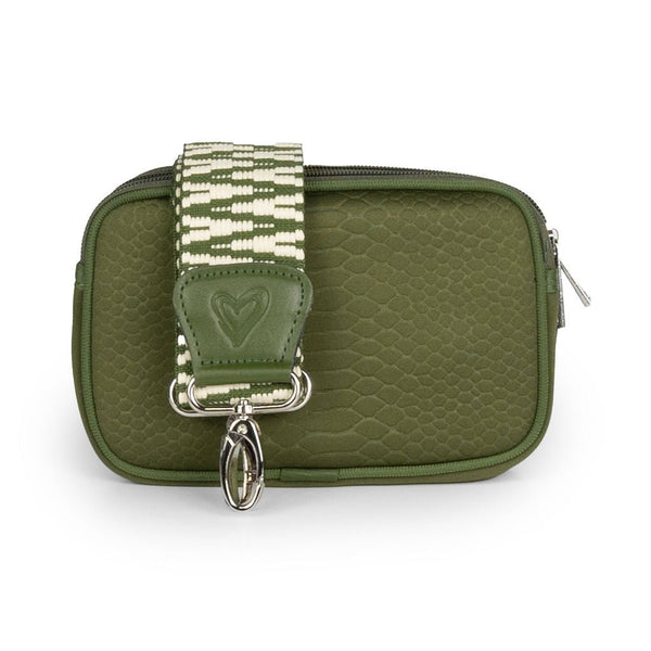 Olive Snake - embossed Dual Zipper Belt/Crossbody Bag preneLOVE®