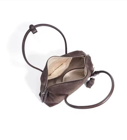 SALE: Genuine Suede Bagette Style Bag - Chocolate Plum preneLOVE®