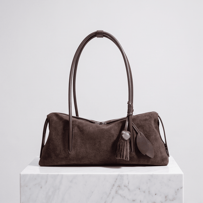 SALE: Genuine Suede Bagette Style Bag - Chocolate Plum preneLOVE®