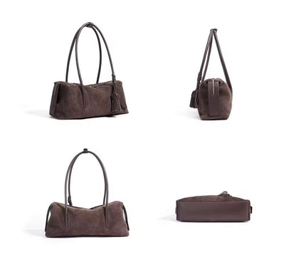 SALE: Genuine Suede Bagette Style Bag - Chocolate Plum preneLOVE®