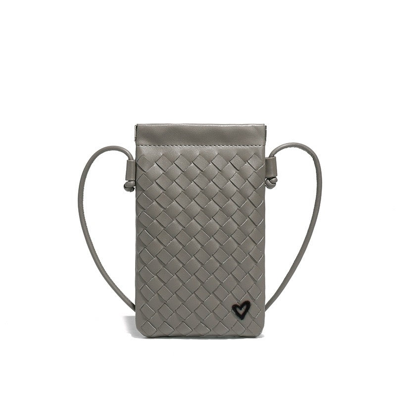 Sherwood Woven Vegan Leather Phone crossbody - Deep Grey preneLOVE®