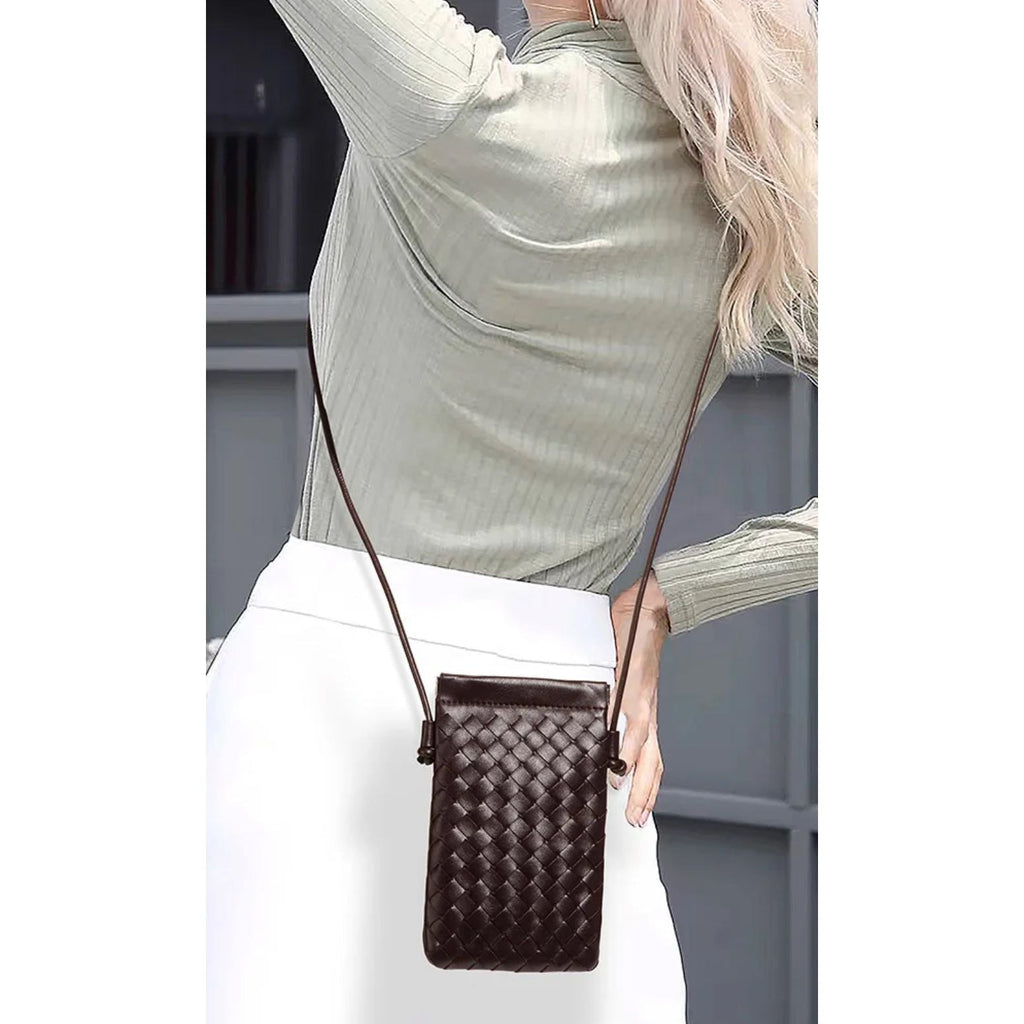 Sherwood Woven Vegan Leather Phone crossbody - Deep Wine preneLOVE®