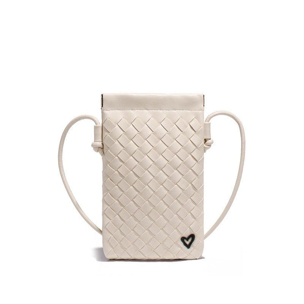 Sherwood Woven Vegan Leather Phone crossbody - Sand preneLOVE®