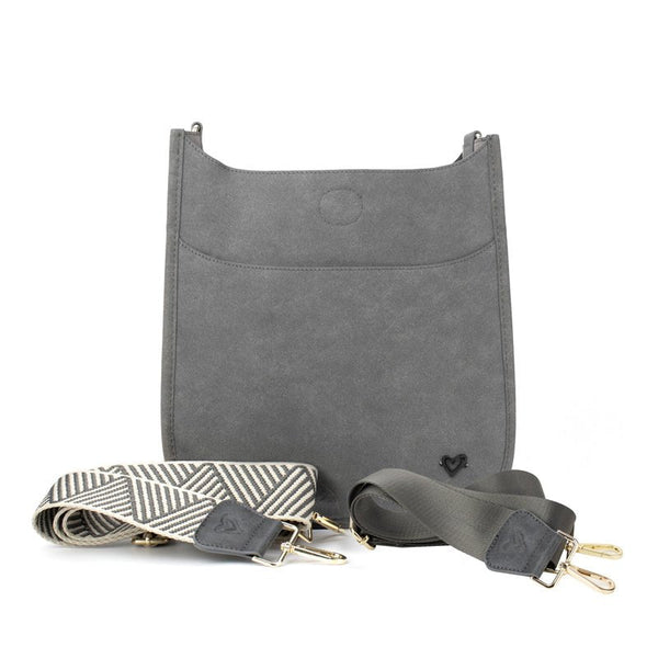 Sudbury Vegan Suede Messenger - Grey preneLOVE®