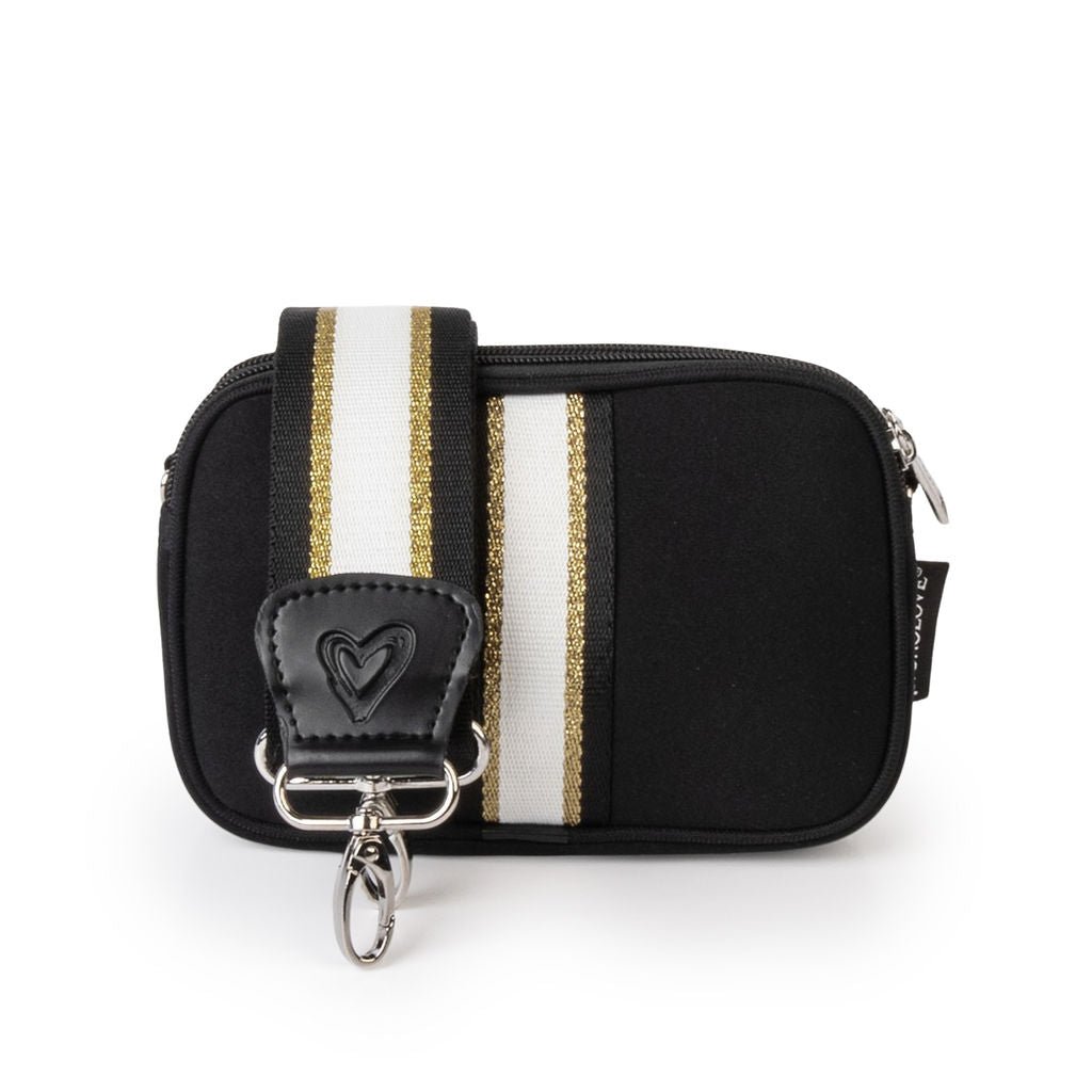 Black & Gold Dual Zipper Belt/Crossbody Bag - preneLOVE®