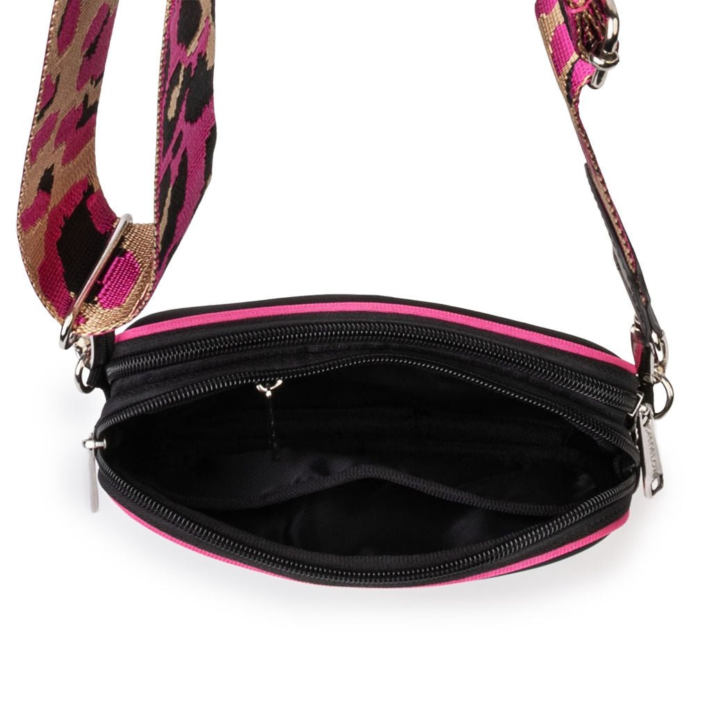 Black with Pink Trim Dual Zipper Belt/Crossbody Bag preneLOVE®