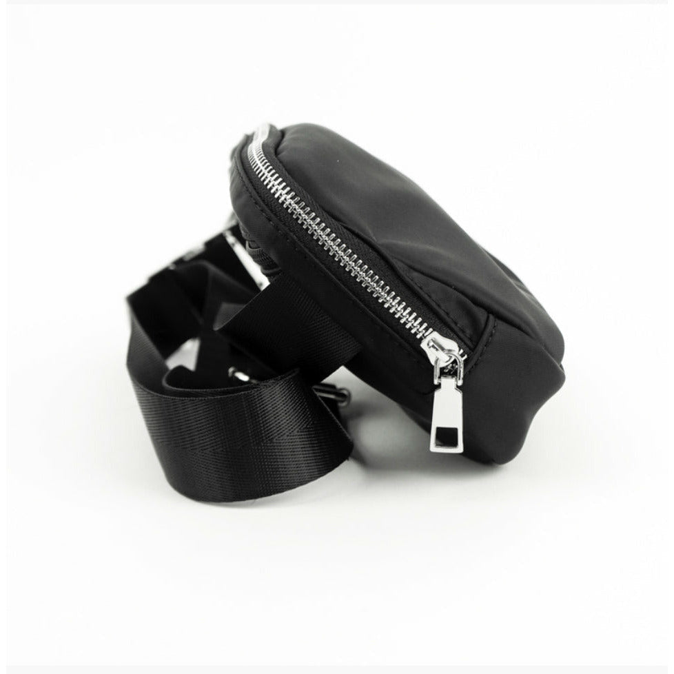 Black nylon cross body belt bag