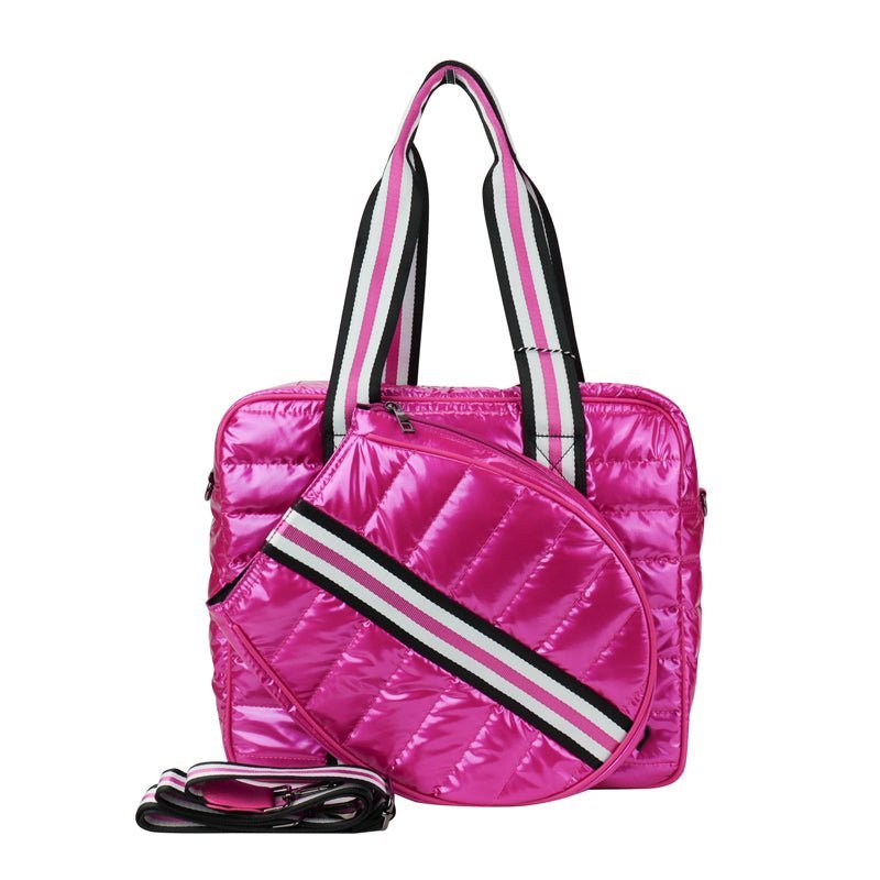 NEW Tennis Puffer Sport Bag - Fuchsia with Pink & Black Straps - preneLOVE®