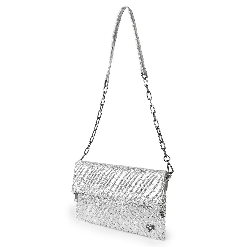 NEW Victoria Hand-woven Convertible Clutch - Silver preneLOVE®